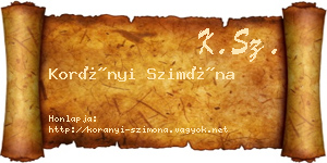 Korányi Szimóna névjegykártya